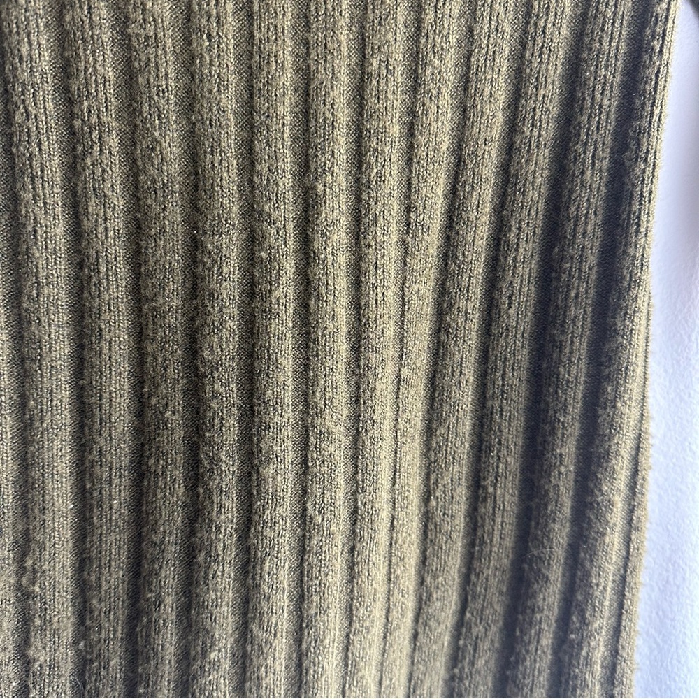Princess Polly Ribbed Knit Cardigan w/ Slit Bell Sleeves in Olive Green - Picture 11 of 11